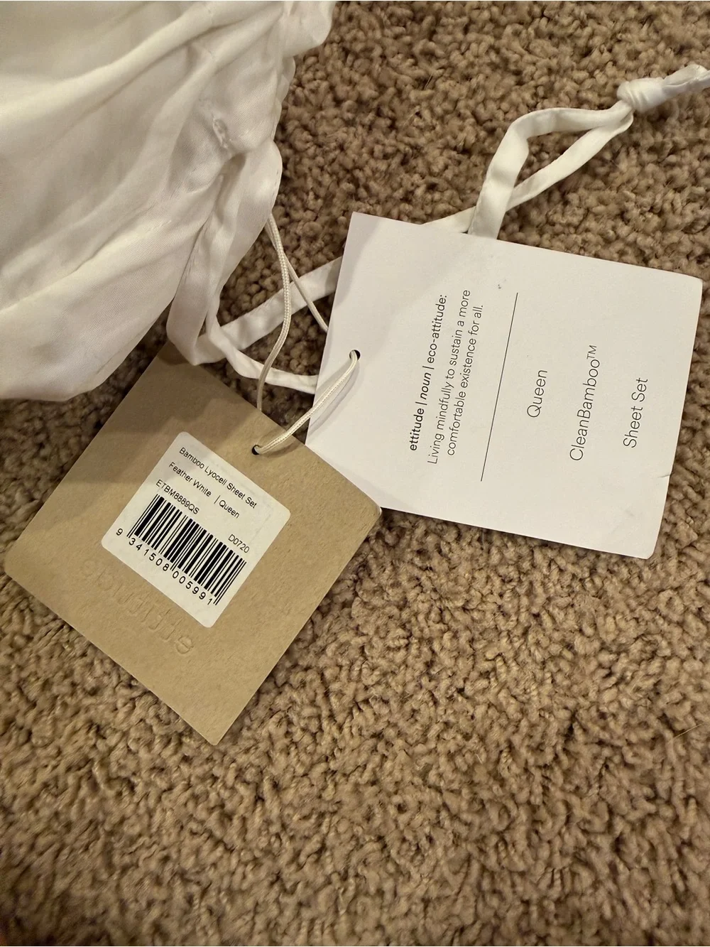 Ettitude Bamboo Lyocell Sheet Set in Feather White for Queen